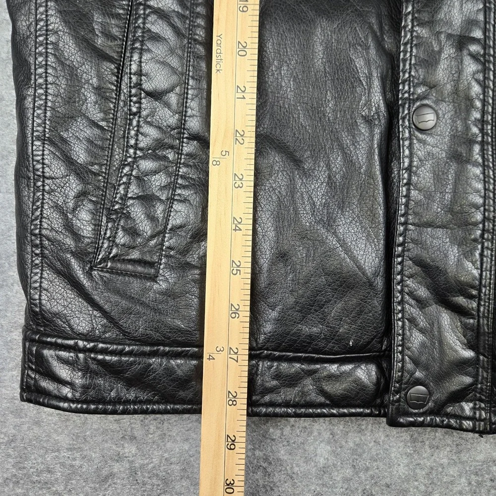 Levi's‎ Faux Leather Sherpa Fleece Lined Bomber Jacket Mens Size XL Black Biker